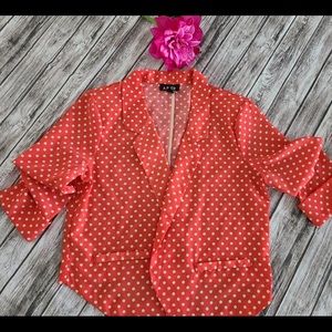 A. Byer—Open polka-dot lightweight blazer top
